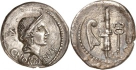 RÖMISCHE REPUBLIK : Silbermünzen. 
Gaius Norbanus 83 v. Chr. Denar 3,85g. Venuskopf n.r. C.NORBANVS - VII / Bug-Heck, Fasces, Fasces, Caduceus und Äh...