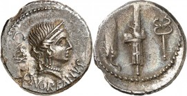 RÖMISCHE REPUBLIK : Silbermünzen. 
Gaius Norbanus 83 v. Chr. Denar 3,66g. Venuskopf n.r. C.NORBANVS - CXX / Fasces zw. Ähre u. Caduceus. Cr.&nbsp; 35...