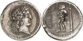 RÖMISCHE REPUBLIK : Silbermünzen. 
Lucius Marcius Censorinus 82 v. Chr. Denar 3,19g. Apollokopf n.r. / L. CENSOR Marsyas steht m. Weinschlauch n.l.; ...