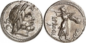 RÖMISCHE REPUBLIK : Silbermünzen. 
Lucius Procilius 80 v. Chr. Denar 4,15g. Iupiterkopf n.r.; l. S C / L PROCILI - F Iuno sospita n.r. vor Schlange. ...