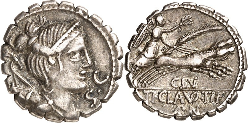 RÖMISCHE REPUBLIK : Silbermünzen. 
Tiberius Claudius Tiberii filius Appii nepos...
