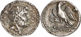 RÖMISCHE REPUBLIK : Silbermünzen. 
Q. Pomponius Rufus 73 v. Chr. Denar 3,32g. Belorbeerter Kopf des Jupiter n.r., davor RVFVS, dahinter S.C. / Adler ...