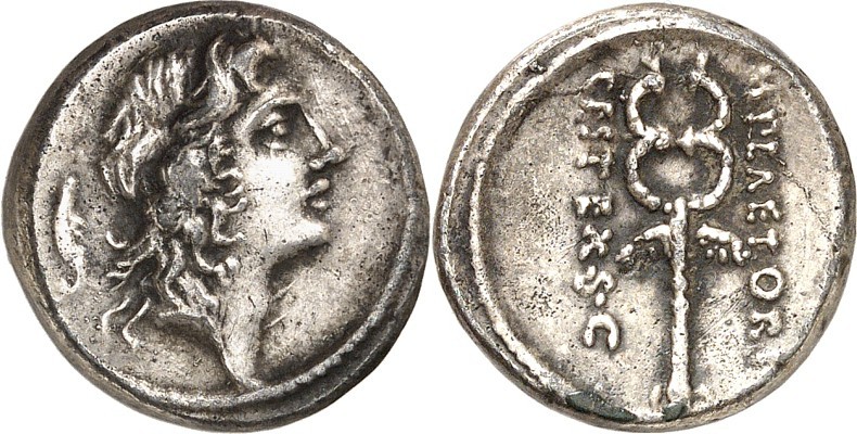 RÖMISCHE REPUBLIK : Silbermünzen. 
Marcus Plaetorius Cestianus 69 v. Chr. Denar...