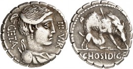 RÖMISCHE REPUBLIK : Silbermünzen. 
Gaius Hosidius Gaii filius Geta 68 v. Chr. Denar (serratus) 3,86g. Dianabüste in Palla, mit Bogen und Köcher, n.r....