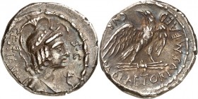 RÖMISCHE REPUBLIK : Silbermünzen. 
Marcus Plaetorius Marci filius Cestianus, Aed.cur. 67 v. Chr. Denar 4,01g. Synkretistische Göttinnenbüste mit Attr...