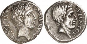 RÖMISCHE REPUBLIK : Silbermünzen. 
Quintus Pompeius Rufus 54 v. Chr. Denar 3,72g, Rom. Kopf des Sulla n.r. SVLLA COS / RVFVS COS - Q POM RV[FI] Kopf ...