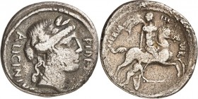 RÖMISCHE REPUBLIK : Silbermünzen. 
Aulus Licinius Nerva 47 v. Chr. Denar 3,18g. Fideskopf n.r. FIDES - A LICINIVS / NERVA - III - VIR über Reiter n.r...