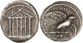 RÖMISCHE REPUBLIK : Silbermünzen. 
Lucius Petillius Capitolinus 43 v. Chr. Denar 3,59g. Adler steht auf fulmen n.r. PETILLIVS - CAPITOLINVS / Iupiter...