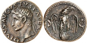RÖMISCHES KAISERREICH. 
Divus Augustus z.Z. Tiberius 14-37. AE-As (34/37) 9,05g. Kopf mit Strahlenkrone n.l. DIVVS AVGVSTVS PATER / S - C Adler steht...