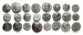 GRIECHEN. 
Allgemein: Bronzemünzen. 32 Kleinbronzen (9-13mm): u.a. MACEDONIEN (Alexander III.), MYSIEN (Pergamum, Philetaerus), TROAS ( Abydos, Byrit...