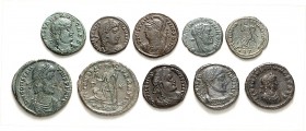 RÖMISCHES KAISERREICH. 
Allgemein: Spätrömische Bronzemünzen. 45 AE-Prägungen (14-27mm) 4. Jahrh. n.Chr. Mzst. THESSALONIIKA, 5 AE-Folles (u.a. Const...