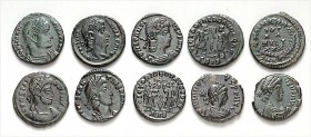 RÖMISCHES KAISERREICH. 
Allgemein: Spätrömische Bronzemünzen. 25 spätrömische Kleinbronzen 14-16mm: Constantin I. (1), Constantin II. (4), Constans, ...