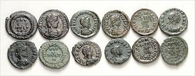 RÖMISCHES KAISERREICH. 
Allgemein: Spätrömische Bronzemünzen. 35 AE-Minimi 11-13mm: u. a. Constantius II. 337-361 (1), Gratianus 367-383 (2), Valenti...