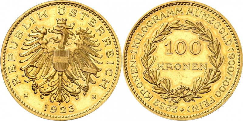 ÖSTERREICH. 
1. Republik 1919-1938. 100 Kronen 1923. Fr.&nbsp; 423, Schlumb.&nb...