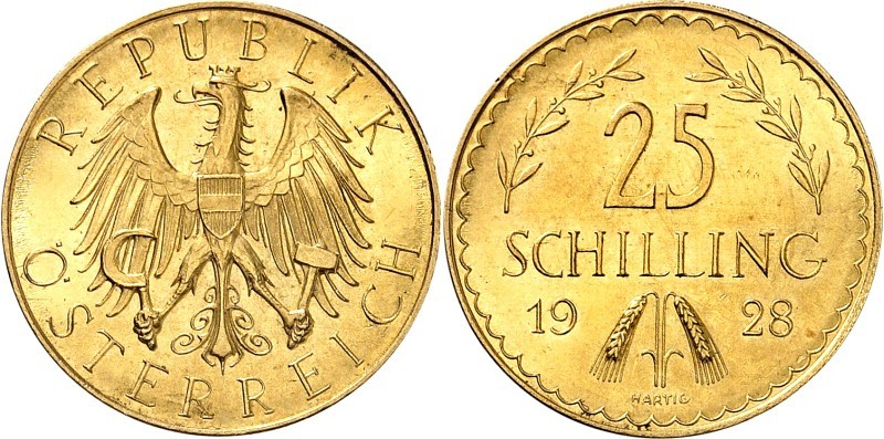ÖSTERREICH. 
1. Republik 1919-1938. 25 Schilling 1928. Fr.&nbsp; 436, Schlumb.&...