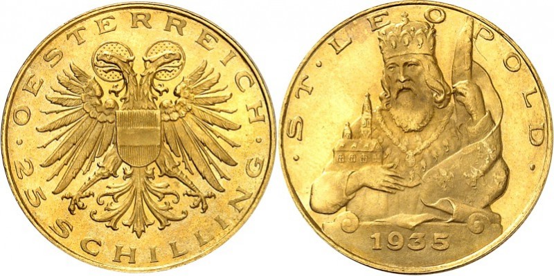 ÖSTERREICH. 
1. Republik 1919-1938. 25 Schilling 1935 St. Leopold. Fr.&nbsp; 43...