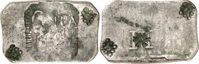 MOZAMBIQUE. 
PORTUGIESISCHE KOLONIE. 
Maria II. 1834-1853. Onca. M und Jahr (unleserlich) / Wert. Gegenstempel Rosetten Barrenförmiger Schrötling 34...