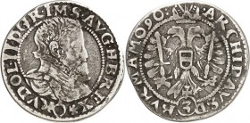 Römisch Deutsches Reich. 
Rudolph II. 1576-1612. Groschen 1590 Wien. Brb. n.r. / Gekr. Doppeladler über Wert u. Jahr. MzA. 76. Slg. Hollscheck 378. ...