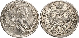Römisch Deutsches Reich. 
Franz I. 1745-1765. Kreuzer 1758 Mz. G-R., Cu- 1/2 Kr.o.J. Wien Her. 609, 650 . Belorb. Büste n. r. / Gekr. DA. (2). 

ss...