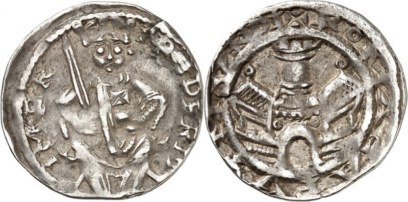 Aachen-Reichsmünzstätte. 
Friedrich I. Barbarossa 1152-1190. Denar 1,39g FPEDER...