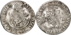 Aachen-Stadt. 
z.Z. Friedrich IV. (III.) 1439-1493. Mariengroschen 1491. Krumb.&nbsp; 98.91, Men.&nbsp; 125a. A40/82. 

l.wellig ss-