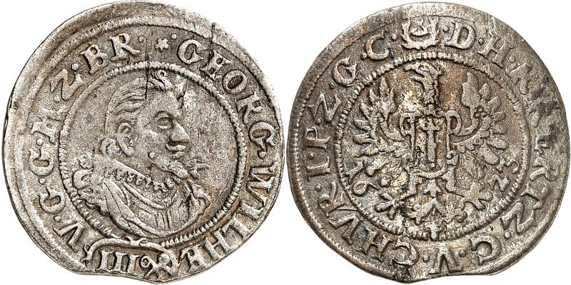 Brandenburg-Preussen. 
Georg Wilhelm 1619-1640. Kipper-Dreigröscher 1623 Krosse...