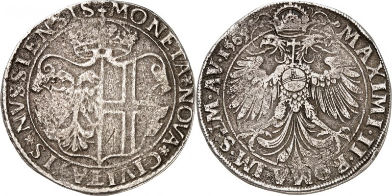 Neuss, Stadt. 
z. Z. Maximilian II. 1564-1576. Reichstaler sog. Wappentaler 156...