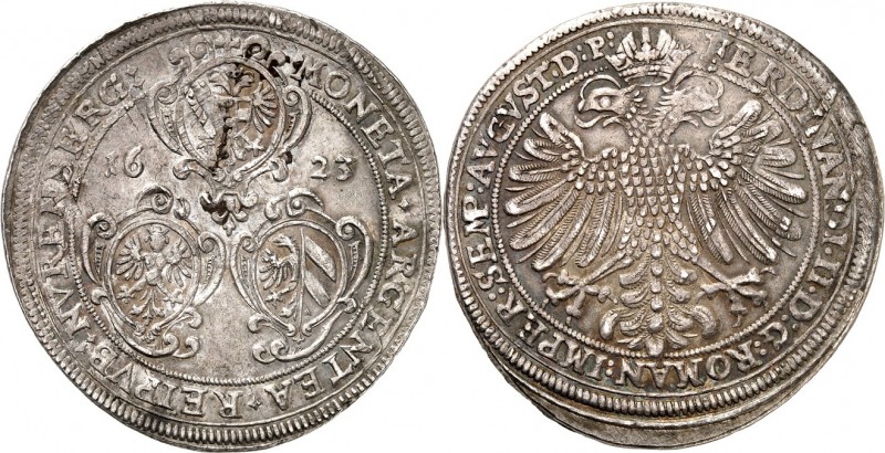 Nürnberg-Stadt. 
z.Z. Ferdinand II. 1619-1637. Reichstaler 1623 Mz. Kreuz. 3 Wa...