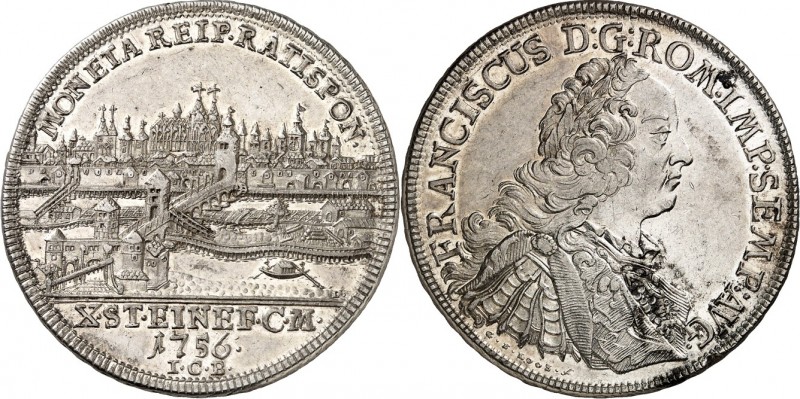 Regensburg-Freie Reichsstadt. 
z.Z. Franz I. 1745-1765. Konv.-Taler 1756. Stadt...