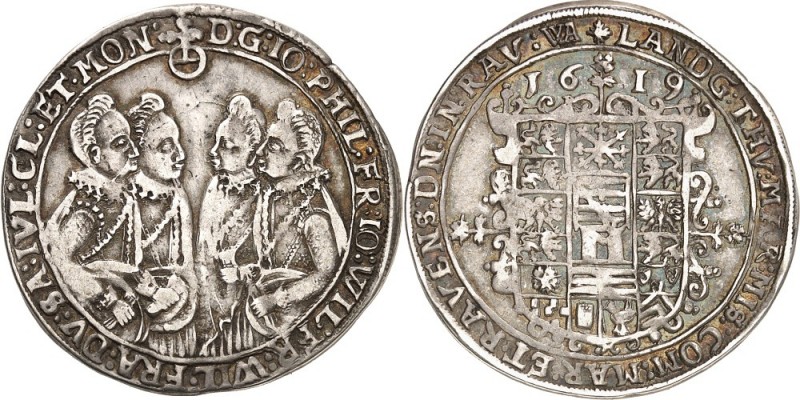 Sachsen-Altenburg. 
Johann Philipp u. s. drei Brüder 1603-1625. 1/4 Taler 1619....