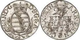 Sachsen-Gotha-Altenburg. 
Ernst II. Ludwig 1772-1804. 1/24 Taler (= 1/32 Konv.-Taler) 1773 L-C-K. Wappen unter Kurhut im Lorbeer- u. Palmkranz / 4&nb...