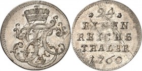 Sachsen-Hildburghausen. 
Ernst Friedrich III. Karl 1745-1780. 1/24 Taler 1760 Verziertes Monogramm, darüber Krone/ 5 Z. Wert und Jahr. Hollm.&nbsp; 9...