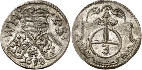 Sachsen-Neu-Weimar. 
Wilhelm 1640-1662. Dreier 1658 3 Wappen im Kleeblatt / Reichsapfel mit Wert 3 auf Kartusche. Merseb.&nbsp; 3901, Koppe&nbsp; 360...
