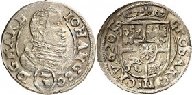 Schlesien-Jägerndorf. 
Johann Georg, Markgraf von Brandenburg 1606-1624. 3 Kreuzer 1620 Cp Brustb.n.r./ Gekr. Wappen. F.u.S.&nbsp; 3388. . 

ss