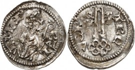 Trier-Erzbistum. 
Balduin, Graf von Luxemburg 1307-1354. Doppelpfennig, Koblenz. Hüftbild von vorn mit segnender Hand und Krummstab / 2 Schlüssel. 0,...