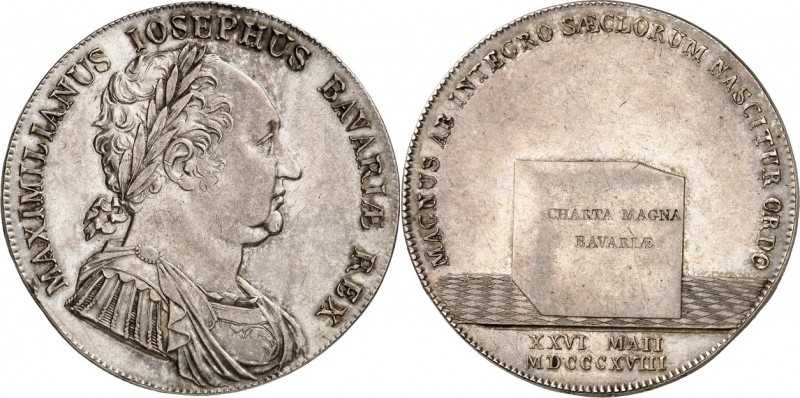 Bayern. 
Maximilian I. Joseph (1799-)1806-1825. Konv.-Taler 1818 Verfassung. AK...