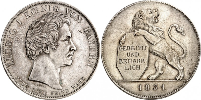 Bayern. 
Ludwig I. 1825-1848. Geschichtstaler 1831 Gerecht u. Beharrlich. AKS 1...