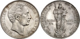 Bayern. 
Maximilian II. 1848-1864. Doppelgulden 1855 Mariensäule. AKS 168, J. 84, Th. 97. . 

feine bläuliche Patina,vz-St