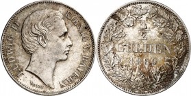 Bayern. 
Ludwig II. 1864-1886. 1/2 Gulden 1869 Kopf ohne Scheitel. AKS 180, J. 102. . 

vz
