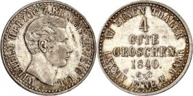 Braunschweig. 
Wilhelm I. 1831-1884. 4 Gute Groschen 1840. AKS&nbsp; 83, J.&nbsp; 244. . 

ss+