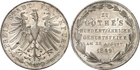 Frankfurt. 
Doppelgulden 1849 Goethe. AKS&nbsp; 41, J.&nbsp; 48, Th.&nbsp; 137. . 

übl. min. Rf.,vz-St