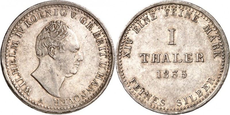 Hannover, Kgr.. 
Wilhelm IV. 1830-1837. Taler Feinsilber 1835. AKS&nbsp; 63, J....