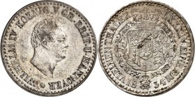 Hannover, Kgr.. 
Wilhelm IV. 1830-1837. 1/6 Taler 1834. AKS&nbsp; 70, J.&nbsp; 48. . 

vz-
