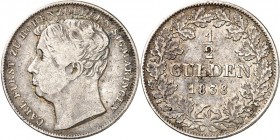 Hohenzollern-Sigmaringen. 
Carl 1831-1848. 1/2 Gulden 1838. AKS&nbsp; 13, J.&nbsp; 12a. . 

ss