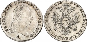 Österreich. 
Franz (II.) I. (1792-)1806-1835. 3 Kreuzer 1815 A. J.&nbsp; 170. . 

vz