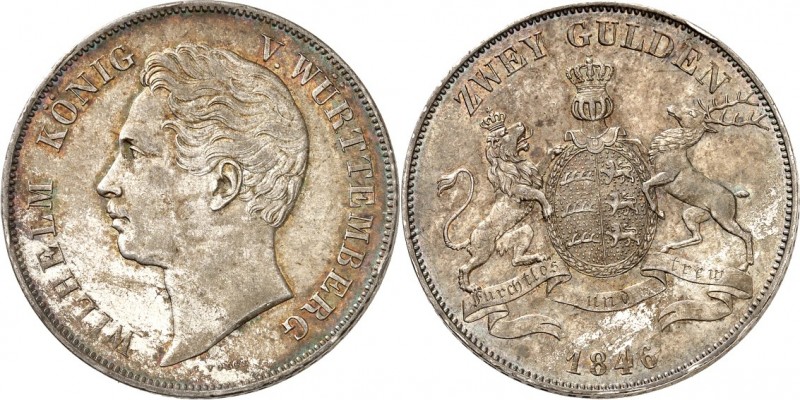 Württemberg. 
Wilhelm I. 1816-1864. Doppelgulden 1846. AKS&nbsp; 76, J.&nbsp; 7...