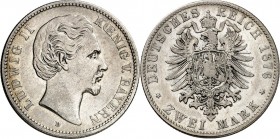 KAISERREICH. 
BAYERN, Königreich. 
2 Mark 1876 Ludwig II. J.&nbsp; 41. . 

ss-