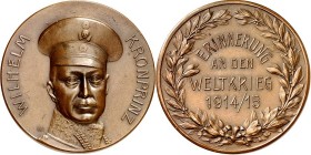 ALTDEUTSCHE LÄNDER und ADEL, 1806-1918. 
PREUSSEN Kgr.. 
Wilhelm, Kronprinz (1888 bis 1918) *1882 +1951. Medaille 1915 (b. B.H. Mayer) Erinnerung an...