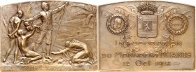 EUROPA. 
BELGIEN. 
Albert I. 1909-1934. Plakette 1913 (v. A. Mauquoy) a.d. Arabische Campagne u.d. Errichtung d. Denkmals v. Dhanis am 12. Okt. Sold...