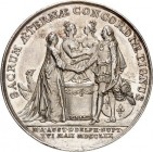 EUROPA. 
FRANKREICH. 
Louis XV. 1715-1774. Medaille 1770 (v. J. Roettiers fils) a.d. Vermählung von Marie Antoinette mit dem Dauphin Ludwig (später ...